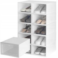 10x PUDEŁKA NA BUTY POJEMNIK ORGANIZER DO BUTÓW Z KLAPĄ MODUŁOWE DO SZAFY