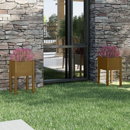 Donice ogrodowe, 2 szt., miodowy brąz, 40x40x70 cm, sosnowe na Arena.pl