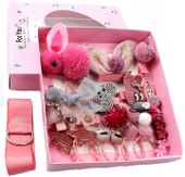 Zestaw dla dziewczynki prezent gumki spinki wsuwki  E24_Różowy2