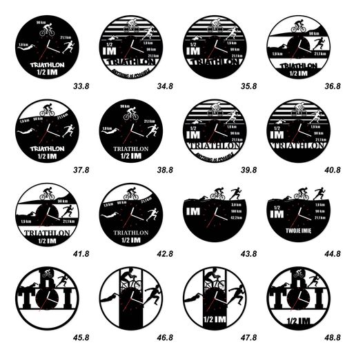 Zegar Ścienny z płyty winylowej na lustrze TRIATHLON 48 wzorów 59x29 cm na Arena.pl