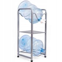 STOJAK METALOWY NA 2 BUTLE WODY Z PÓŁKĄ ViO AХ-1-2 PREFABRYKOWANY, SREBRNY