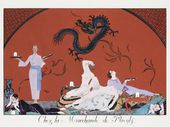 Plakat 100x75cm Chez la Marchande, Barbier Vintage do Salonu