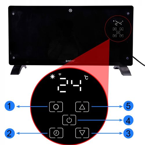 Grzejnik elektryczny KONWEKTOROWY pilot SZKLANY front 2000W termostat WiFi na Arena.pl