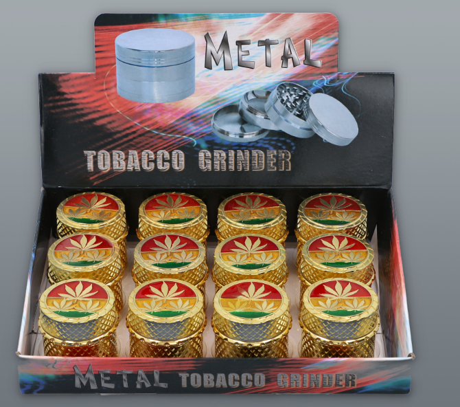 Elegancki Młynek Do Tytoniu Metalowy Złoty 4-częściowy 4,5 Cm zdjęcie 4