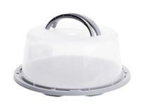 Pojemnik okrągły na ciasto tort z przykryciem KALINKA 34 cm taupe beżowy