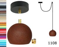 Lampa wisząca kula czarna rdza + gu10 loftowa 2m hamulec mosiądz