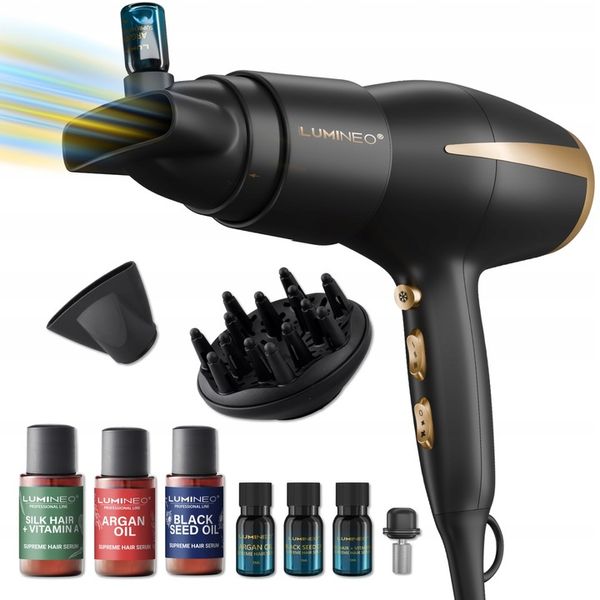 LUMINEO suszarka PRO do włosów 2400W 5w1 jonizacja dyfuzor olejków 3x serum zdjęcie 1