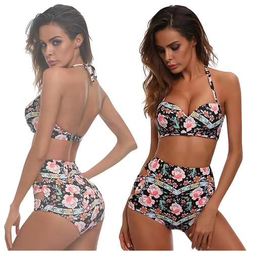 KOLOROWY KOSTIUM STRÓJ KĄPIELOWY DWUCZĘŚCIOWY BIKINI WYSOKI STAN PUSH UP XL na Arena.pl