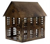 LAMPION DOMEK metalowy złoty 35x25cm
