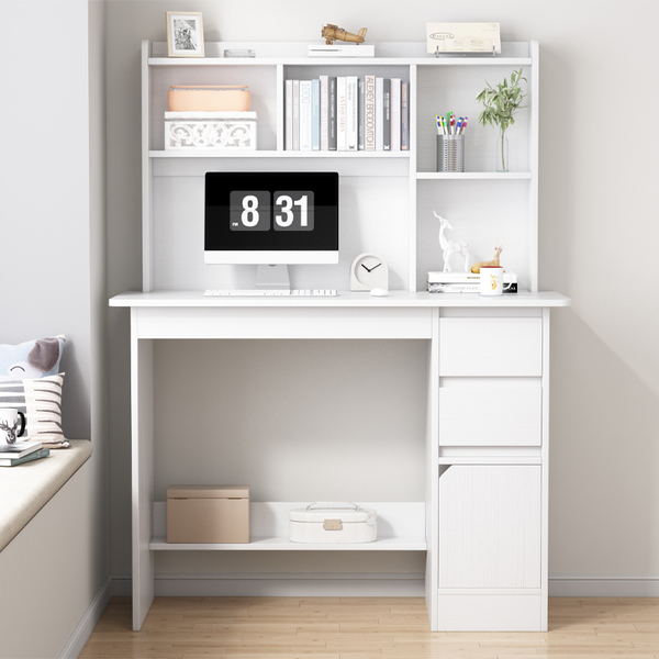 BIURKO MŁODZIEŻOWE KOMPUTEROWE STOLIK BIAŁE BIURKO Z REGAŁEM PÓŁKAMI zdjęcie 2