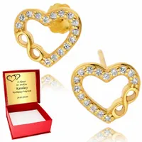 Złote Kolczyki Serca Nieskończoność Serduszka