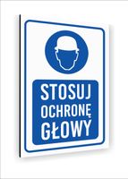 Tabliczka znak informacyjny nadruk uv 40x30 STOSUJ OCHRONĘ GŁOWY