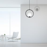 Wisząca LAMPA modernistyczna BOSTON MLP5593 Milagro metalowa OPRAWA okrągła ZWIS szklana kula ball czarna biała