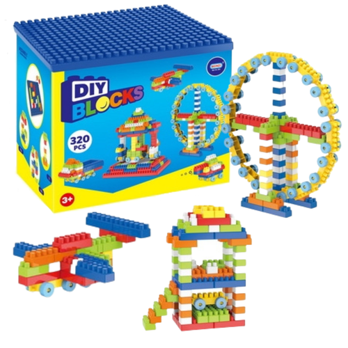 KLOCKI KONSTRUKCYJNE PŁYTKA DUŻE EDUKACYJNE W POJEMNIKU 320el BEZPIECZNE na Arena.pl