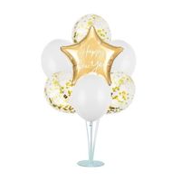 Zestaw balonów sylwestrowych na stojaku Happy New Year, biało-złoty