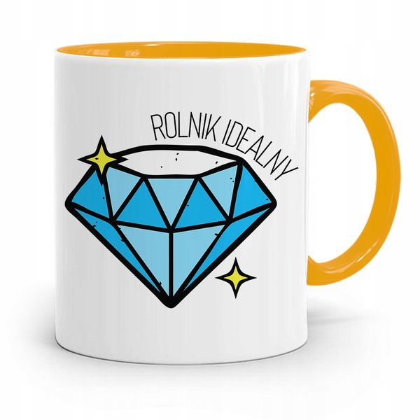 Dla Rolnika Kubek Zółty Rolnik Idealny Prezent Z Nadrukiem Ze Zdjęciem zdjęcie 1