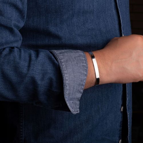 Bransoleta męska typu C lite srebro 925 doginana gładka szerokość 7 mm na Arena.pl