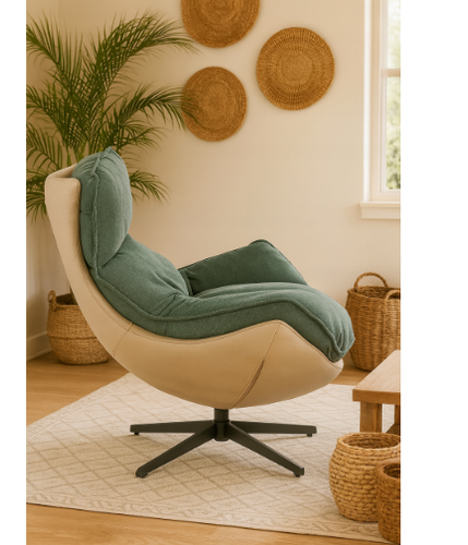 Fotel obrotowy z poduszką JASPER zielony wygodny wypoczynkowy salon na Arena.pl