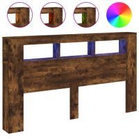 Wezgłowie łóżka z LED, przydymiony dąb, 180x18,5x103,5 cm