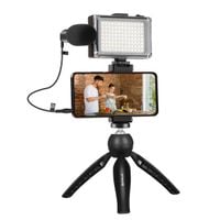 zestaw do nagrywania live puluz statyw + lampa led + mikrofon +