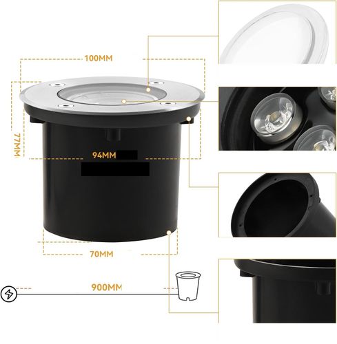 Oprawa wpuszczana do ogrodu i podjazdu Dailyart 3W ciepła biała IP65 4 szt na Arena.pl