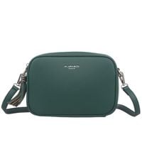 FLORA&CO torebka skórzana eko listonoszka z paskiem V572 c.zielona