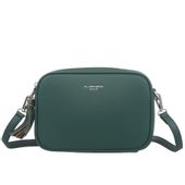 FLORA&CO torebka skórzana eko listonoszka z paskiem V572 c.zielona