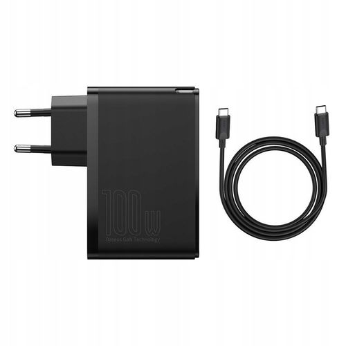 BASEUS MOCNA ŁADOWARKA SIECIOWA ZASILACZ 2X USB USB-C QC 100W + KABEL TYP-C na Arena.pl