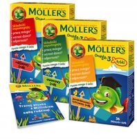 3x Möller's Omega-3 RYBKI mix SMAKÓW żelki 36szt ODPORNOŚĆ dla dzieci TRAN