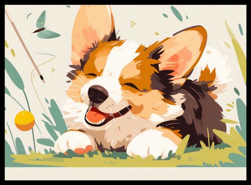 Plakat 55x40cm Beztroski Corgi na Arena.pl