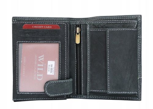 pionowy portfel męski, skóra naturalna, nubuk i jeans always wild na Arena.pl