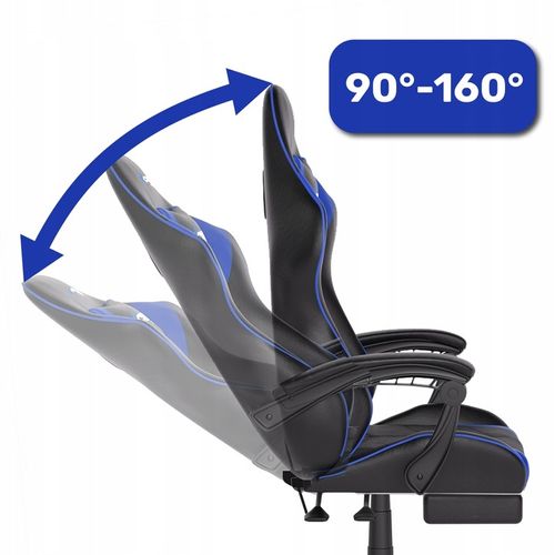FOTEL GAMINGOWY CYBER CHAIRS X-POWER BLUE - BIUROWY Z MASAŻEM I PODNÓŻKIEM na Arena.pl
