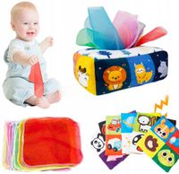 SORTER PUDEŁKO Z CHUSTECZKAMI ZWIERZĄTKA PLUSZOWE MONTESSORI SENSORYCZNE