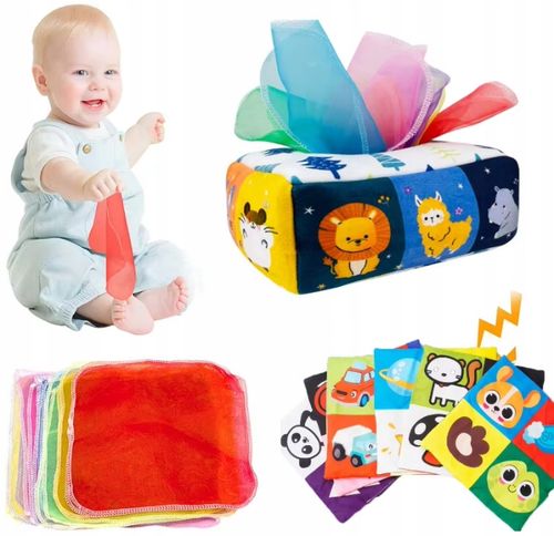 SORTER PUDEŁKO Z CHUSTECZKAMI ZWIERZĄTKA PLUSZOWE MONTESSORI SENSORYCZNE na Arena.pl