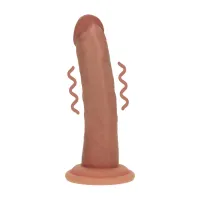 dual density silicone model curved vibrating z przyssawką 15,5 cm tan