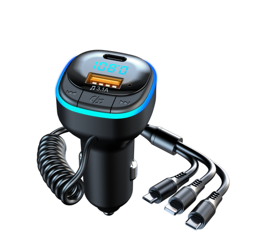 TRANSMITER FM BLUETOOTH 5.0 MP3 ŁADOWARKA SAMOCHODOWA USB-C MICRO LIGHTNING na Arena.pl
