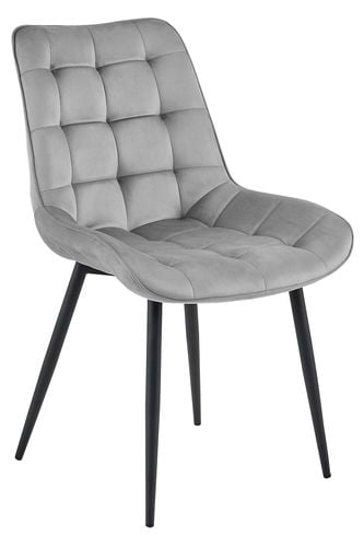 Krzesło welurowe srebrno szare BERA nogi czarne do kuchni jadalni x4 na Arena.pl