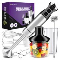 BLENDER RĘCZNY 7w1 WIELOFUNKCYJNY MIKSER 1500W SREBRNY TURBO MOCNE OSTRZA