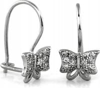 Srebrne kolczyki 925 motylki z cyrkoniami 0,82g bigiel zamknięty kobiece