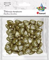 dekoracje styropianowe serca brokatowe złote 18x20 mm 50 sztuk titanum