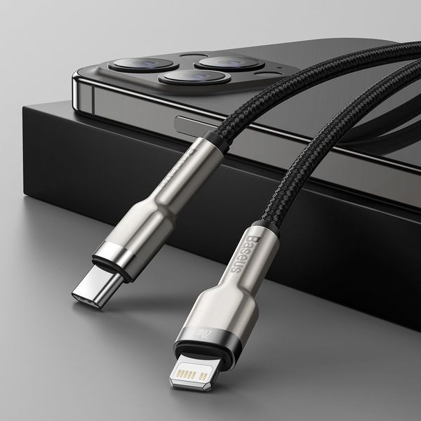 Kabel USB-C do Lightning Baseus Cafule, PD, 20W, 1m (czarny) zdjęcie 12
