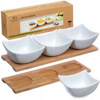 Zestaw misek do przekąsek dipów sosów SUSHI 3x miseczki + taca bambusowa