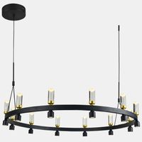 Modernistyczna LAMPA wisząca ALMELO PND-83812-24 Italux metalowa OPRAWA okrągła ZWIS LED 50,4W 3000K tuby czarne przezroczy
