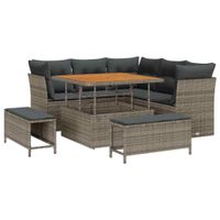 Zestaw Sof na Ogród 8 pcs Szary polirattan