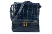 Damska Skórzana Włoska Listonoszka Pionowa klapa ciemna zieleń B69