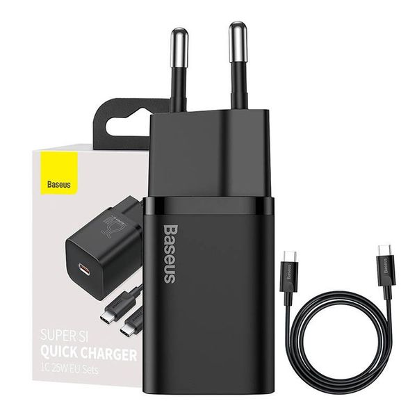 BASEUS ŁADOWARKA SIECIOWA KOSTKA ZASILACZ USB-C PD 25W Z KABLEM USB-C 1M zdjęcie 1