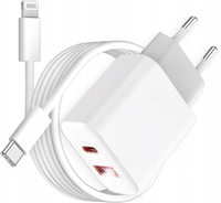 ZESTAW | SZYBKA ŁADOWARKA SIECIOWA USB TYPE-C + KABEL TYPE C | PD20W 3000mA