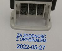 ZA ZGODNOŚĆ Z ORYGINAŁEM Datownik z tekstem - DATA + TEKST w jednym odbiciu