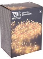 Lampki 720 LED 7,2 metra CLUSTER RYŻ CIEPŁY BIAŁY SREBRNY DRUCIK