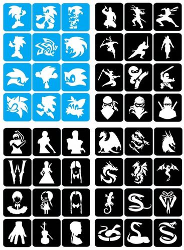 Szablony do tatuaży brokatowych, Tatuaże brokatowe - mix 100 sztuk na Arena.pl